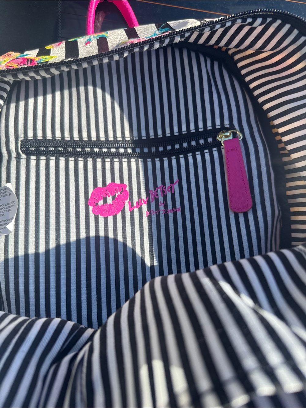 Floral Stripe Mini Backpack in Hot Pink Quilted Accent - Unbranded - Picture 8 of 8